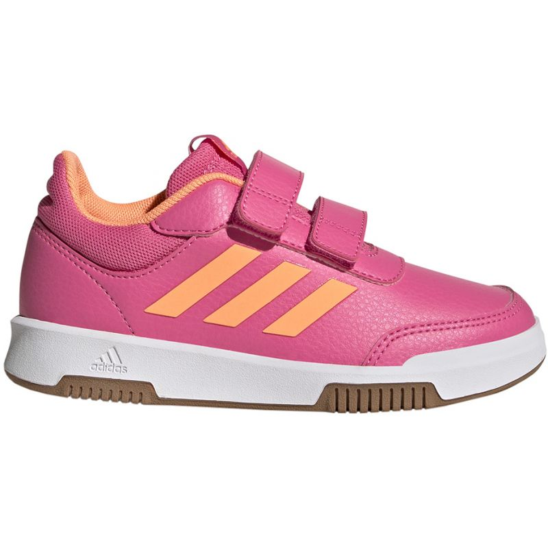 Start2Finish Adidas Tensaur Sport Jr training shoes with hook and loop straps, black and white athletic sneakers for kids.