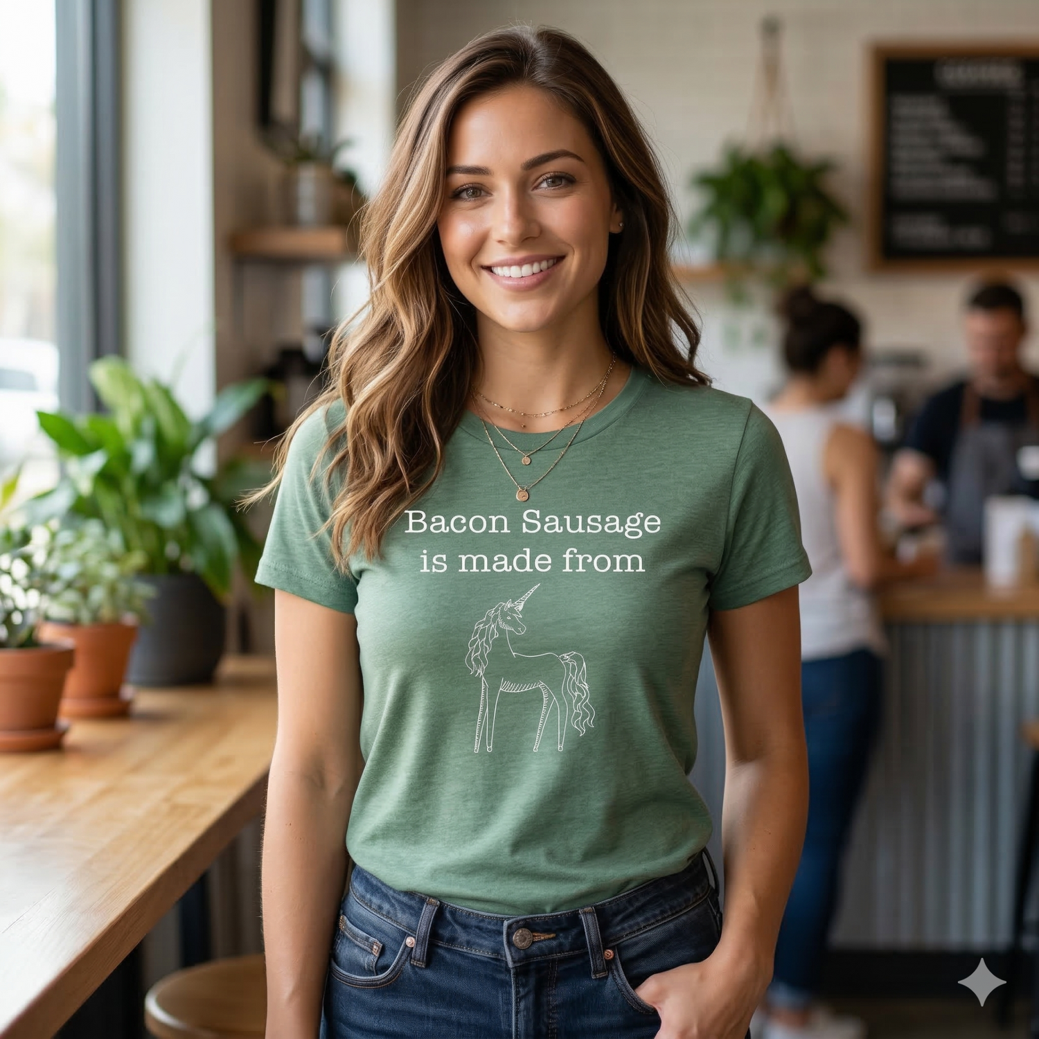 Start2Finish bacon sausage themed T-shirt showing humorous text and casual fit, made from comfortable apparel fabric.