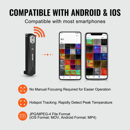 Start2Finish thermal imaging camera for Android and iOS smartphones with high-resolution infrared and visual camera, wireless thermal imager.