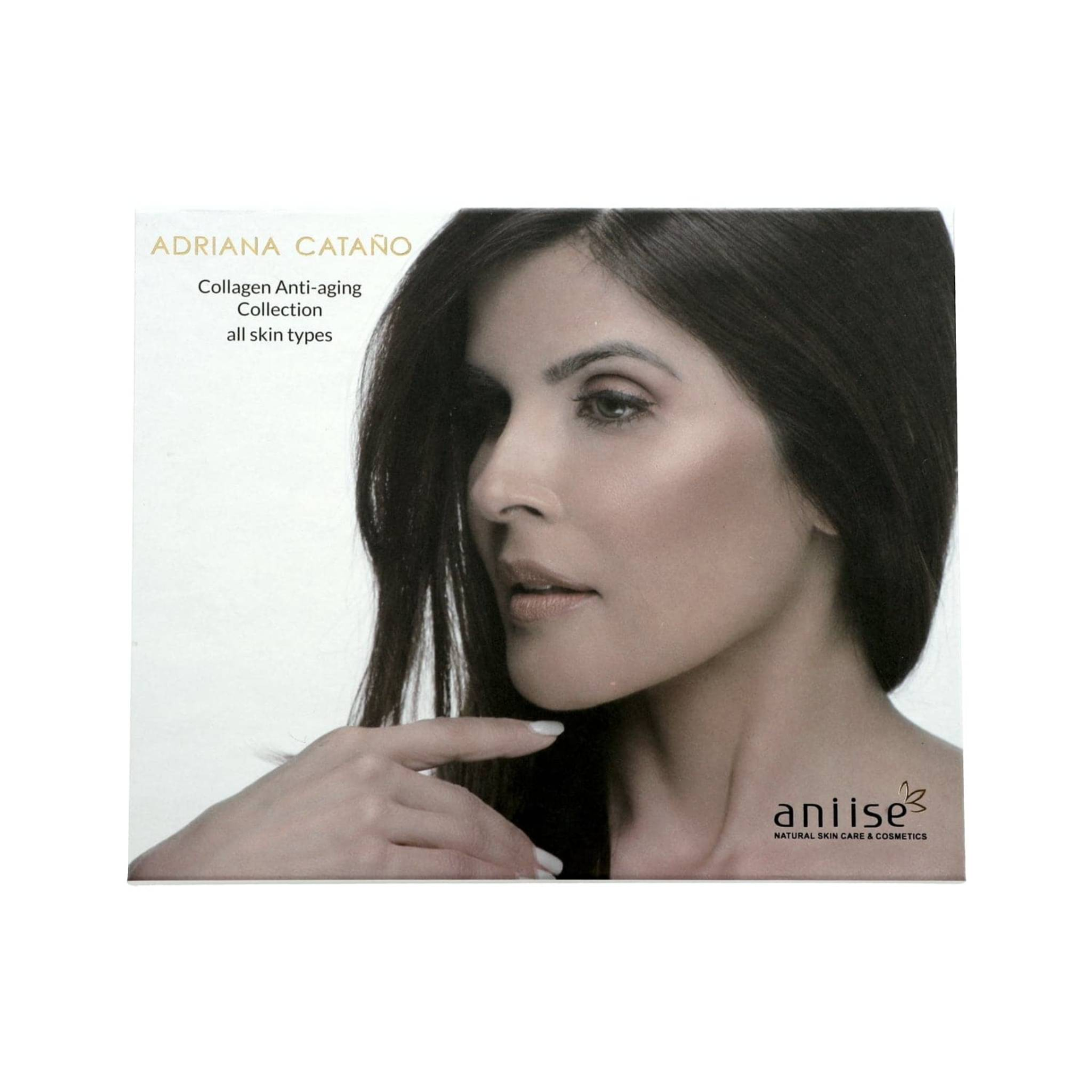 Start2Finish Collagen Anti-Aging Set by Adriana Catano featuring skincare bottles and jars for youthful skin.