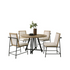 Start2Finish Tate oak finish 47-inch round dining table with cream upholstered chairs, showcasing a stylish furniture set.