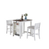Start2Finish 3-piece white counter height dining table set with shelves, designed for small spaces, featuring a modern, compact furniture style.