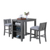 Start2Finish 3-piece gray finish small space counter height dining table with shelves, ideal for compact dining areas.