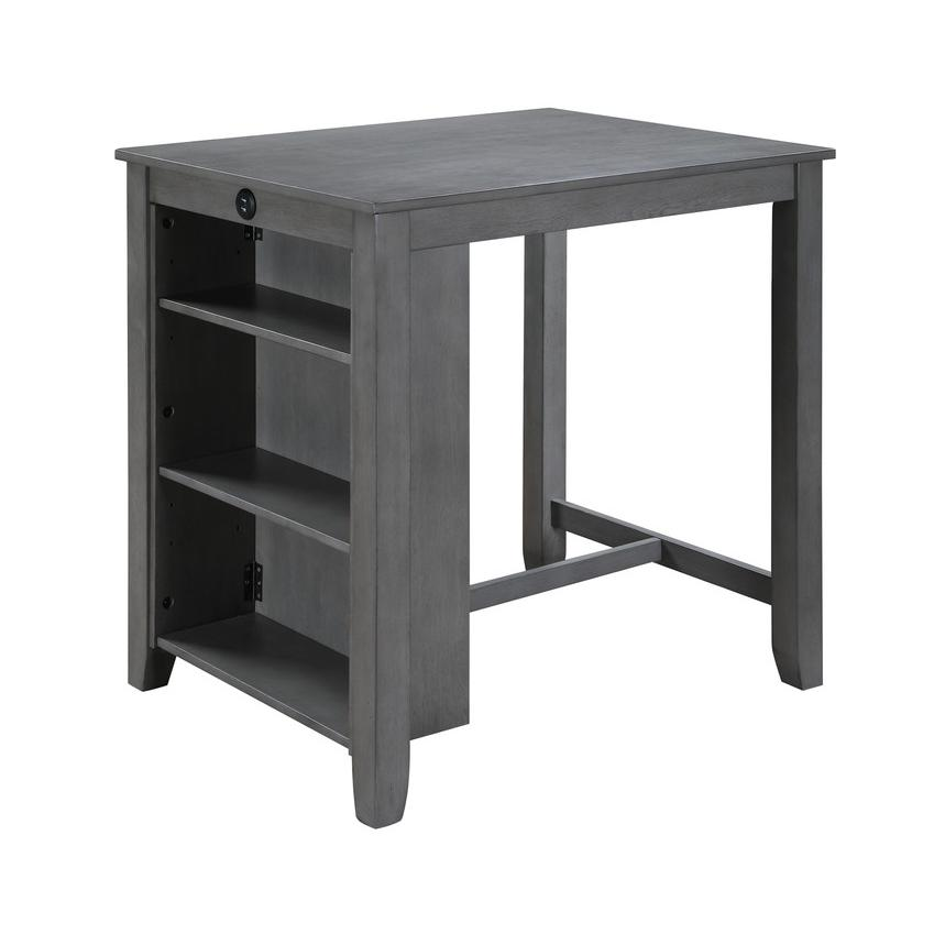 Gray finish 3-piece small space counter height dining table with shelves by Start2Finish, showing the compact design and storage shelves.