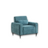 Valentina blue chenille chair with metal legs and matching throw pillow, stylish furniture piece from Start2Finish.