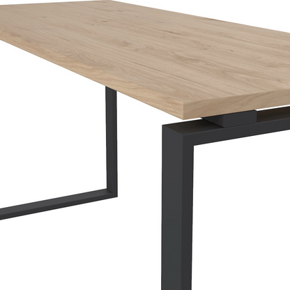 Home office writing desk in Jackson Hickory and matte grey finish, featuring a spacious surface and modern furniture design.