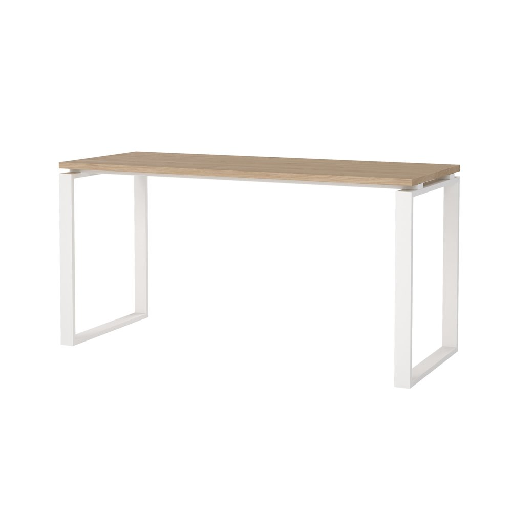 Home office writing desk in Jackson Hickory and white finish with modern design by Start2Finish, shown in a workspace setting.