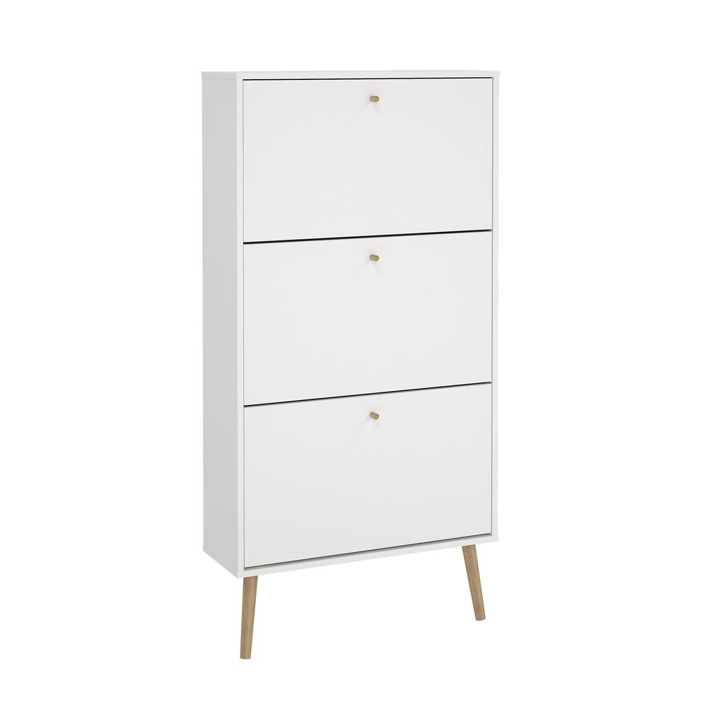 Start2Finish Bodo 3 Drawer Shoe Storage Cabinet in white, modern furniture for organizing shoes in a sleek design