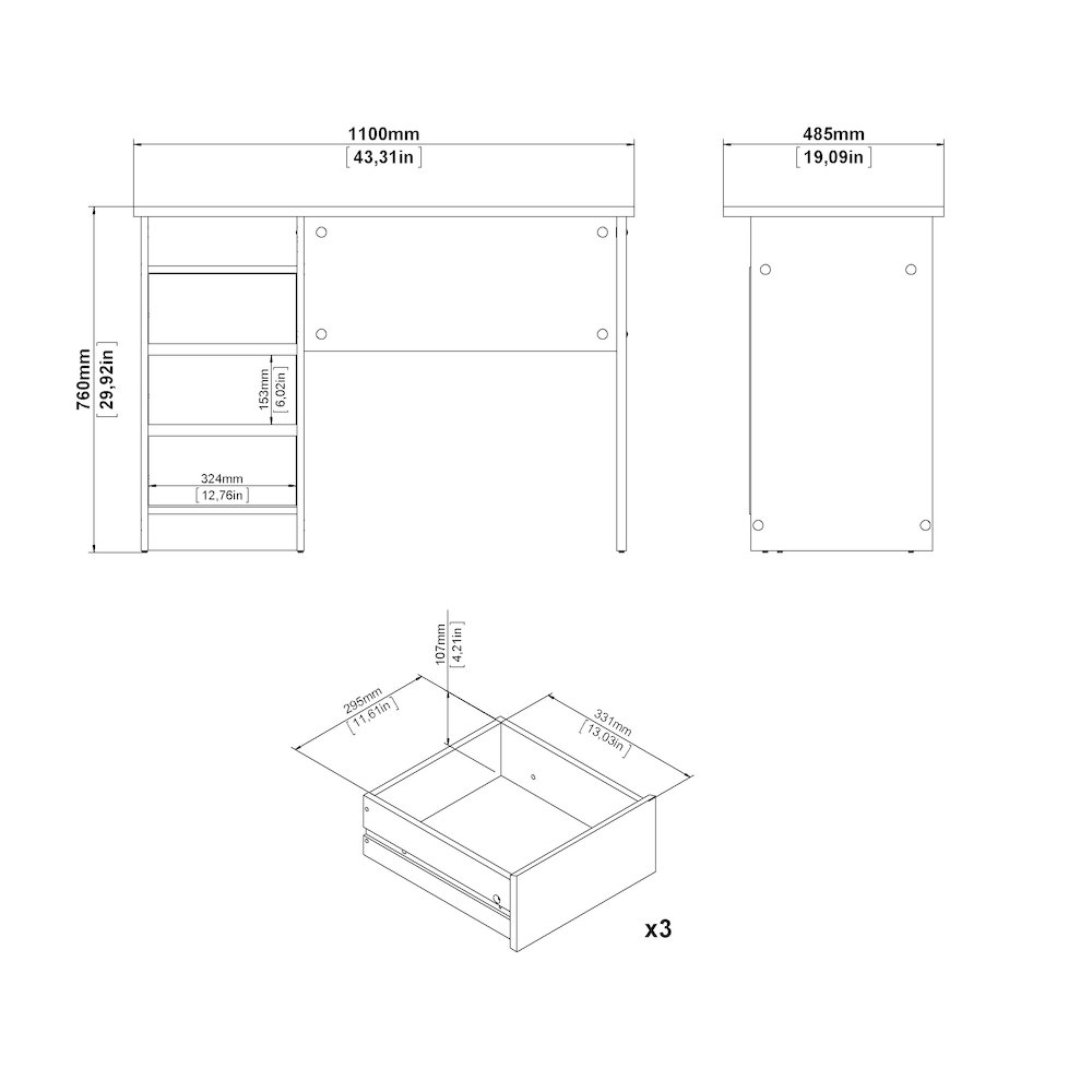 White Wes Home Office Writing Desk with 3 drawers and open shelf by Start2Finish, shown with clean, modern design.