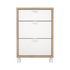 Start2Finish Sign 3 Drawer Mobile Cabinet in Jackson Hickory and White with metal handles and caster wheels for easy mobility.