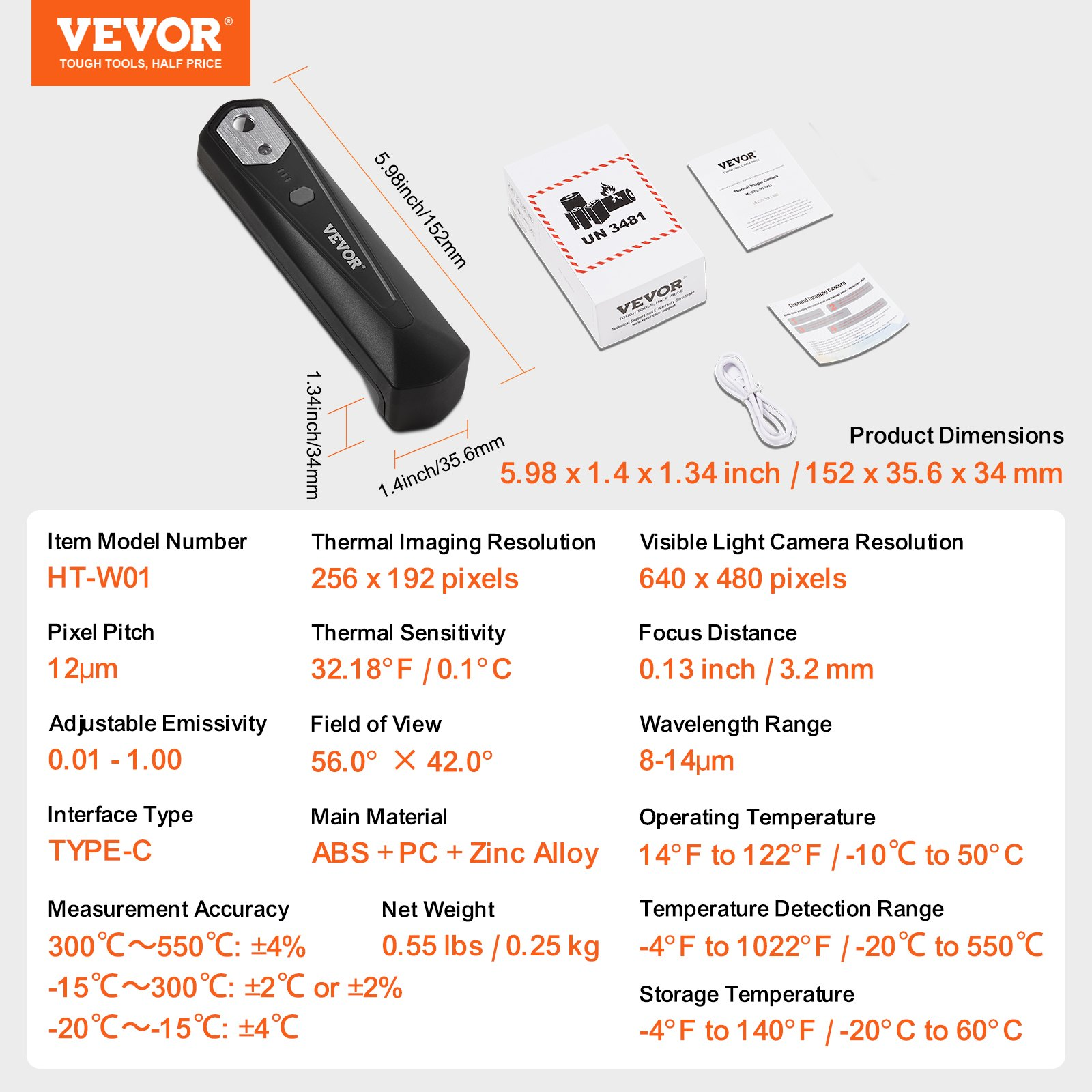 Start2Finish VEVOR thermal imaging camera for smartphones, high-resolution IR thermal imager with WiFi and visual camera.