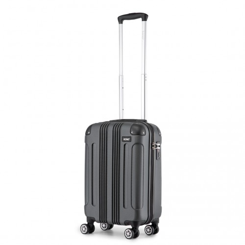 Grey Kono 19-inch lightweight ABS hard shell cabin suitcase by Start2Finish, showing its compact design and durable exterior.