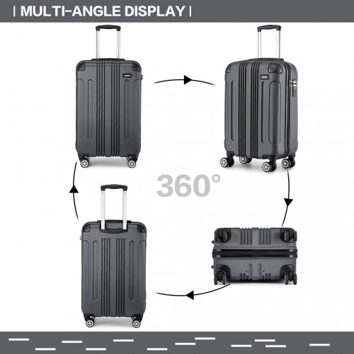 Grey Kono 19-inch lightweight ABS hard shell cabin suitcase with carry-on size, compact design, and durable travel luggage from Start2Finish.