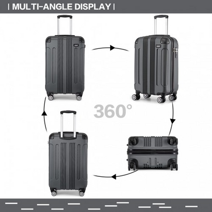 Grey Kono 19-inch lightweight ABS hard shell cabin suitcase with carry-on size, compact design, and durable travel luggage from Start2Finish.