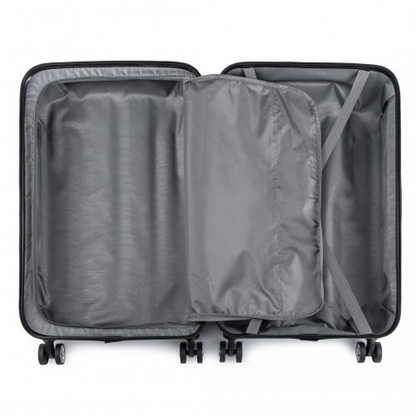 Grey Kono 19-inch lightweight ABS hard shell carry-on luggage with handle and wheels, designed for travel and easy maneuverability.