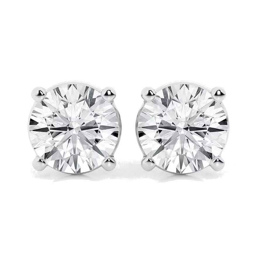 Start2Finish 5.00 CTW AGI certified lab-grown round diamond stud earrings in G/VS set in 14K white or yellow gold.
