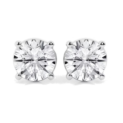 Start2Finish 5.00 CTW AGI certified lab-grown round diamond stud earrings in G/VS set in 14K white or yellow gold.