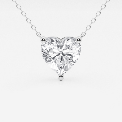 Floating heart-shaped lab-grown diamond pendant necklace in 14K gold, featuring a 2.00 CTW F/G VS1 diamond, AGI certified.