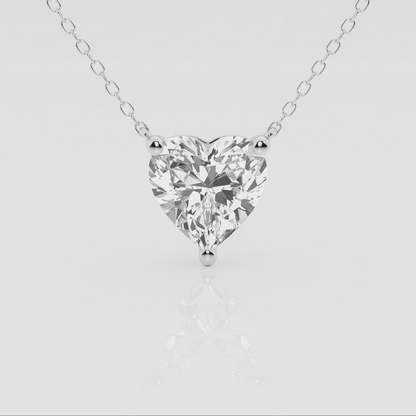 Floating heart-shaped lab-grown diamond pendant necklace in 14K white or yellow gold with F/G VS1 diamonds, AGI certified.