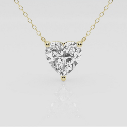 Floating heart-shaped lab-grown diamond pendant necklace in 14K white or yellow gold, featuring a 2.00 CTW solitaire design.