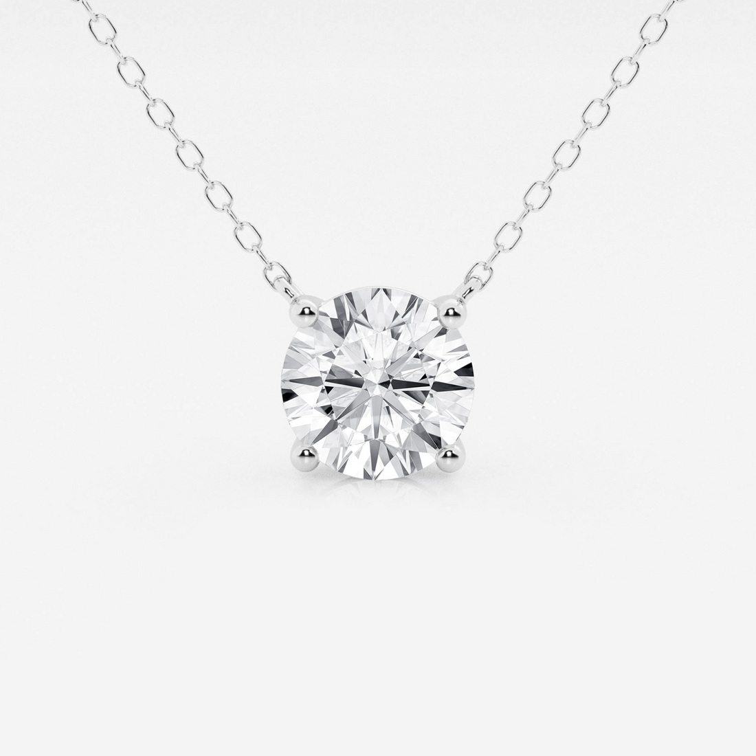 Lab grown 3.00 ct round diamond solitaire pendant in 14K white or yellow gold, with floating design and AGI certification.