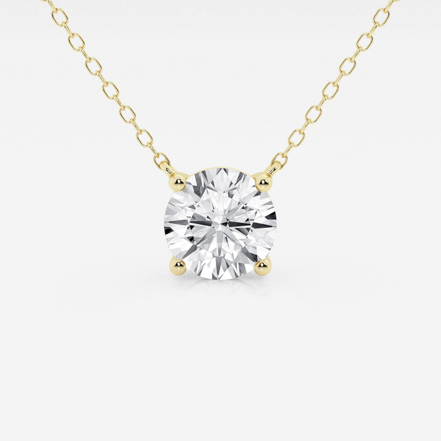 Start2Finish 3.00 ct lab-grown round diamond floating solitaire pendant in 14K gold, with AGI certification, featuring a sleek design.