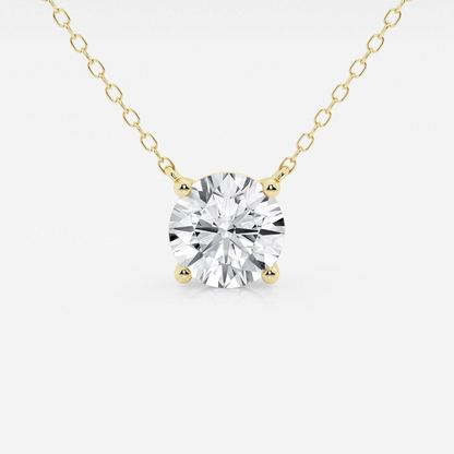 Start2Finish 3.00 ct lab-grown round diamond floating solitaire pendant in 14K gold, with AGI certification, featuring a sleek design.