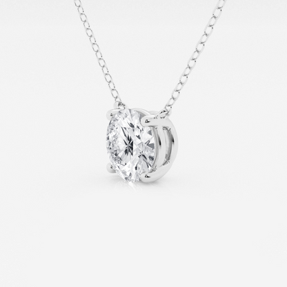 Start2Finish 3.00 ct lab grown round diamond floating solitaire pendant in 14K white or yellow gold, AGI certified jewelry.