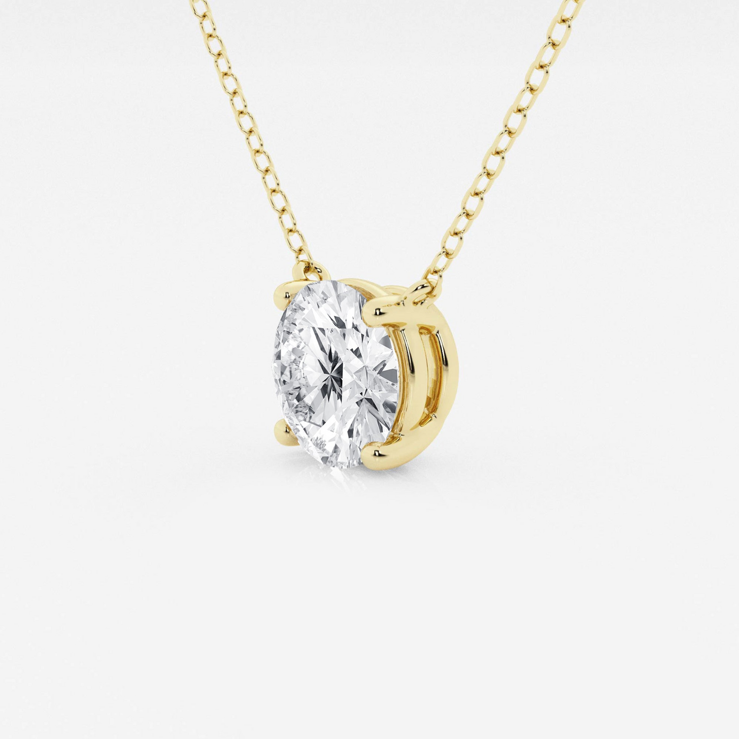 Lab grown 3.00 ct round diamond floating solitaire pendant in 14K gold, AGI certified, with elegant design and sparkling gemstone.