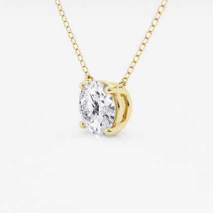 Lab grown 3.00 ct round diamond floating solitaire pendant in 14K gold, AGI certified, with elegant design and sparkling gemstone.