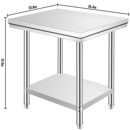 Start2Finish stainless steel prep table with adjustable height levels, 900x600 mm, heavy-duty work surface for commercial kitchens.