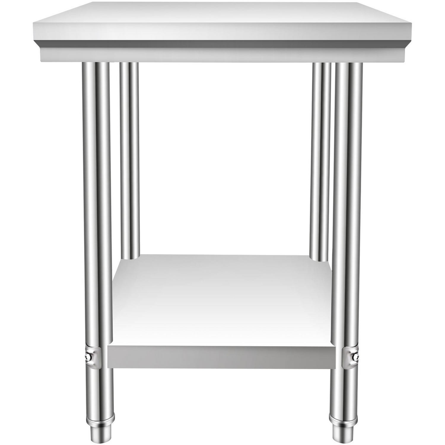 Start2Finish stainless steel prep table with 3 adjustable height levels, heavy-duty work surface for commercial kitchens or garages.