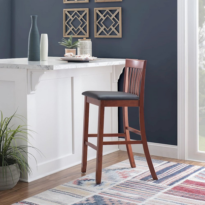 Start2Finish Triena 30-inch craftsman-style bar stool with wooden seat and metal legs, suitable for kitchen or bar area.