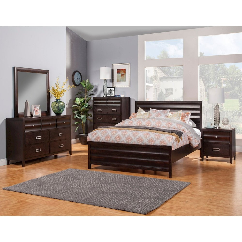 Start2Finish Legacy Queen Panel Bed in Black Cherry finish, showcasing the elegant headboard and sturdy wooden frame.