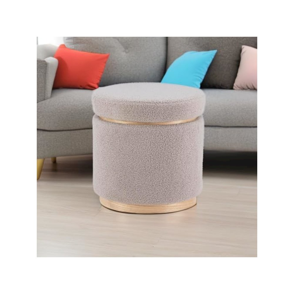 Grey Blanche Storage Ottoman by Start2Finish, showcasing a cushioned fabric top and spacious interior for versatile furniture storage.