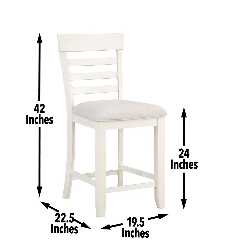 White Hyland 24-inch counter stool by Start2Finish with a modern design and wooden legs, perfect for kitchen or bar area.