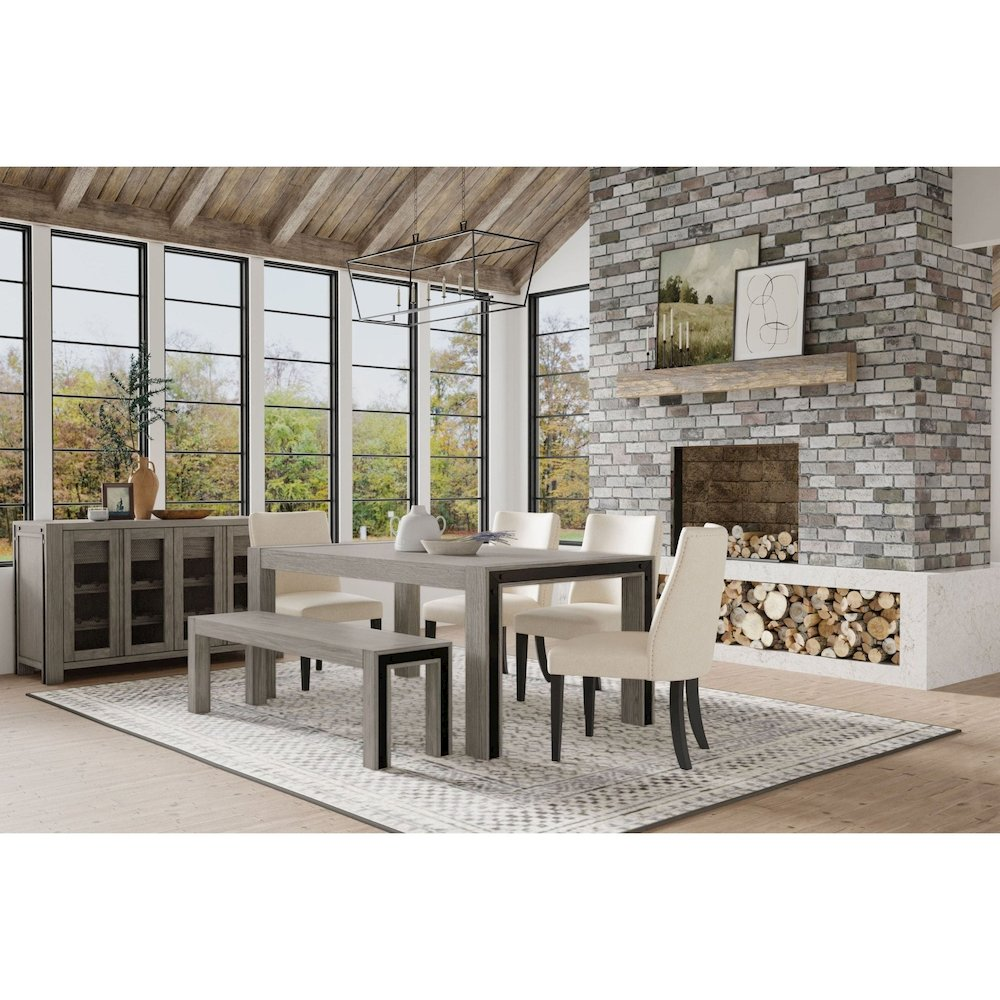 Start2Finish Fallon dining table with a sleek wooden surface and modern design, set against a neutral background.