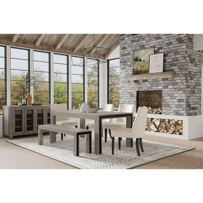 Start2Finish Fallon dining table with a sleek wooden surface and modern design, set against a neutral background.