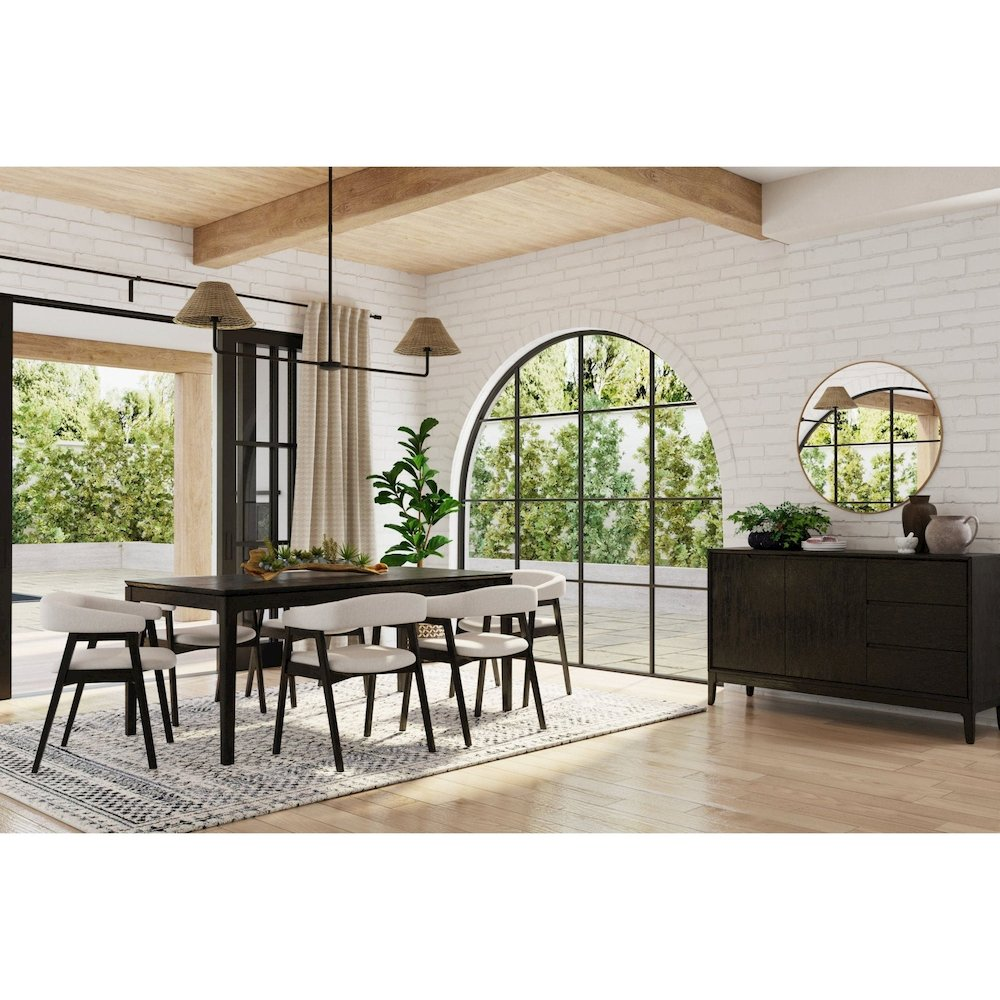 Vintage black Cove rectangular dining table by Start2Finish, showcasing a sturdy wooden surface and modern furniture design.