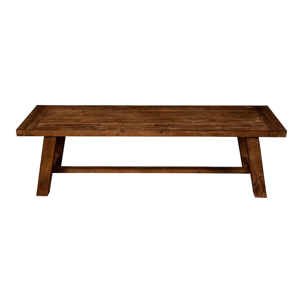 Medium brown Newberry Bench by Start2Finish featuring a wooden frame and cushioned seat for versatile home seating.