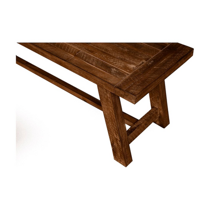 Medium brown Newberry Bench by Start2Finish featuring a wooden frame and cushioned seat for versatile home seating.