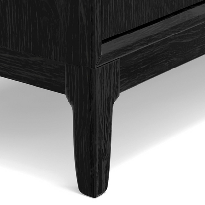Vintage black Cove Server by Start2Finish featuring a sleek, modern design with a flat top and sturdy wooden construction.