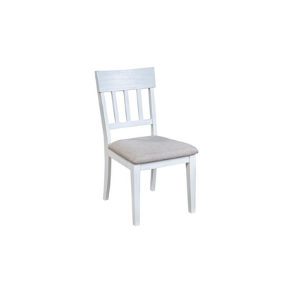 Set of 2 white Donham side chairs by Start2Finish featuring sleek design and sturdy wooden legs.