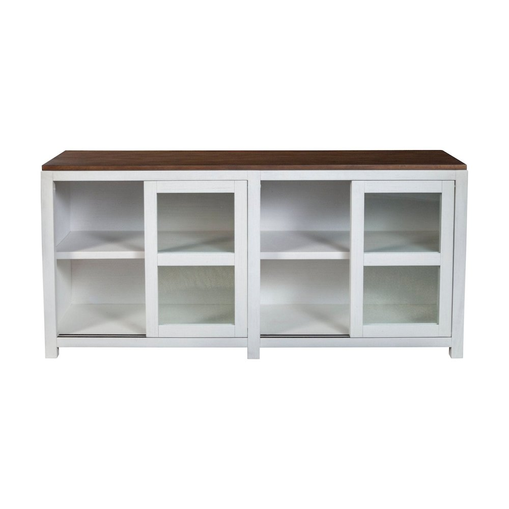 Large Donham display cabinet by Start2Finish showing glass doors and wooden shelves in a modern furniture setting.