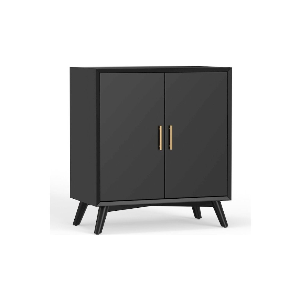 Black Flynn small bar cabinet by Start2Finish featuring sleek drawers and a modern furniture design for stylish storage.