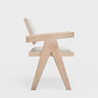Set of 2 Raquel Side Chairs by Start2Finish with wooden legs and upholstered seats, shown in a modern living room setting.