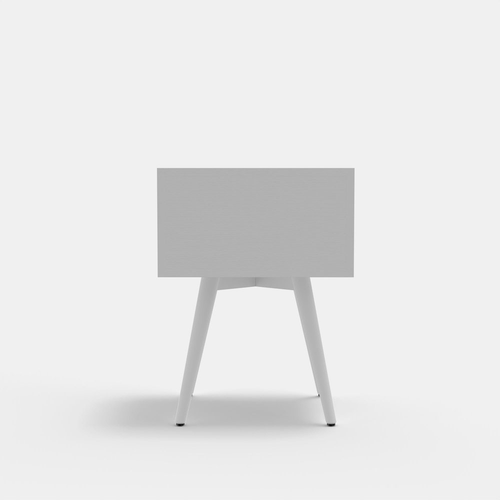 Flynn small white nightstand from Start2Finish, wooden furniture with a single drawer and open shelf for bedroom storage.