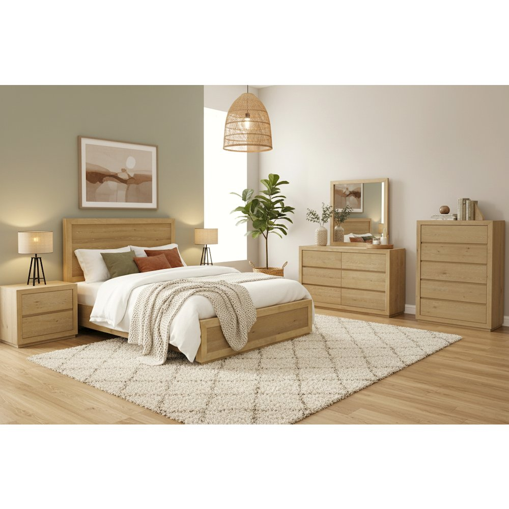 Start2Finish Harper Standard King Platform Bed with a sleek wooden frame and modern design, shown in a stylish bedroom setting.