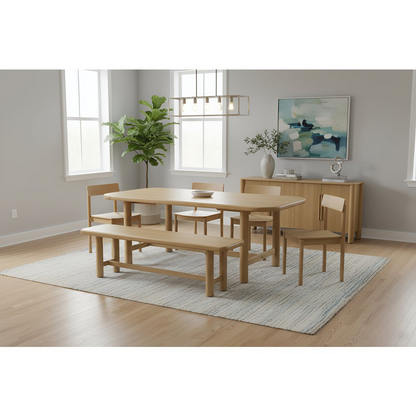 Light oak Hudson dining bench by Start2Finish featuring a sturdy wooden frame and sleek, modern design for dining spaces.