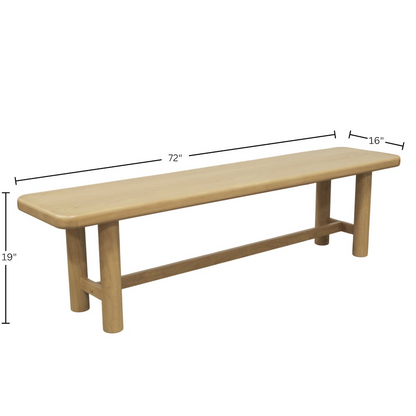 Light oak Hudson Dining Bench by Start2Finish, showcasing a sturdy wooden furniture piece with a smooth finish and clean design.